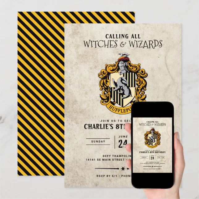 Harry Potter Birthday | Hufflepuff Invitation | Zazzle