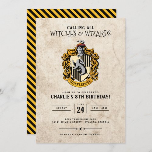 Harry Potter Birthday  Hufflepuff Invitation