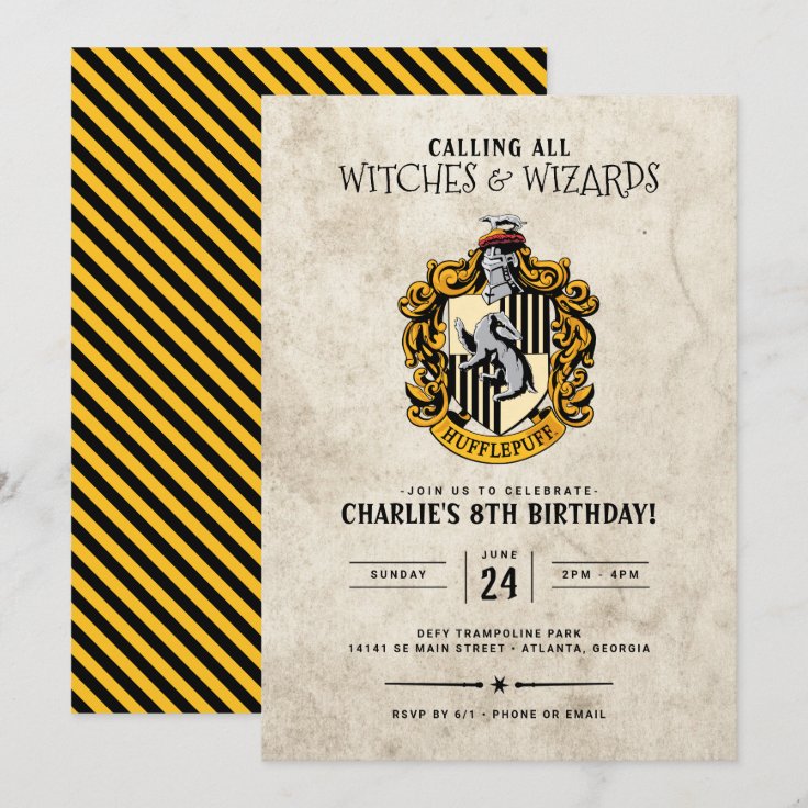 Harry Potter Birthday | Hufflepuff Invitation | Zazzle
