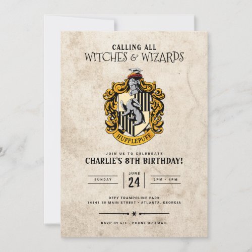 Harry Potter Birthday  Hufflepuff Invitation