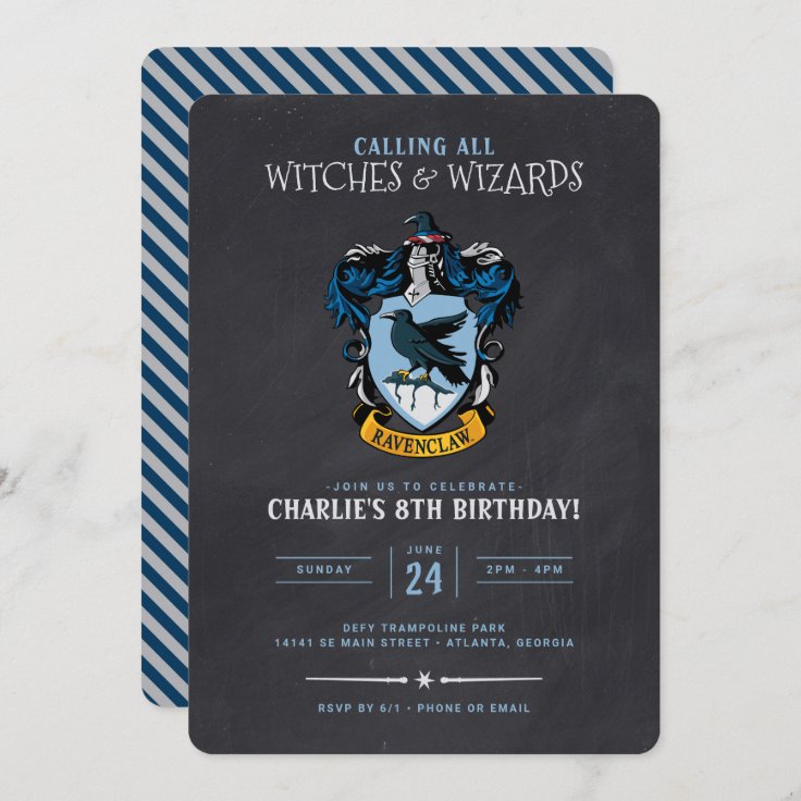 Harry Potter Birthday | Ravenclaw Chalkboard Invitation | Zazzle