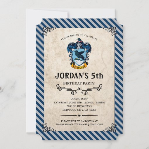 Harry Potter Birthday | Ravenclaw Invitation | Zazzle