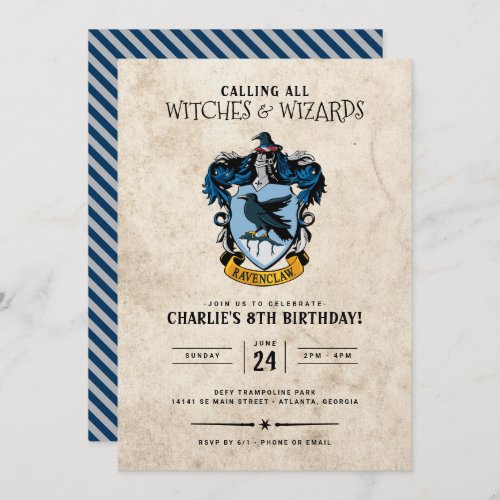 Harry Potter Birthday  Ravenclaw Invitation