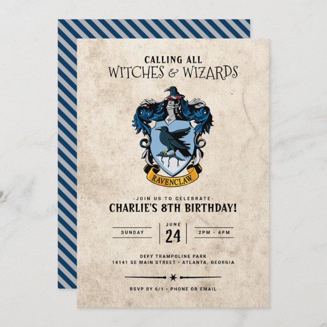 Harry Potter Birthday | Ravenclaw Invitation (Front/Back)