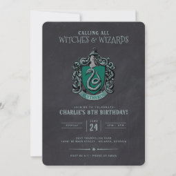 Harry Potter Birthday | Slytherin Chalkboard Invitation | Zazzle