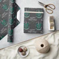 Harry Potter Birthday  Slytherin Chalkboard Wrapping Paper