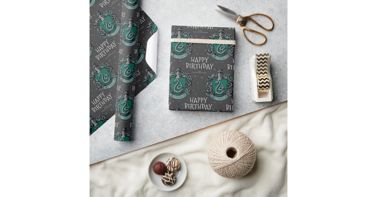 Harry Potter Birthday  Slytherin Chalkboard Wrapping Paper