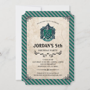 Harry Potter Birthday   Slytherin Invitation
