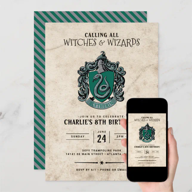 Harry Potter Birthday | Slytherin Invitation | Zazzle