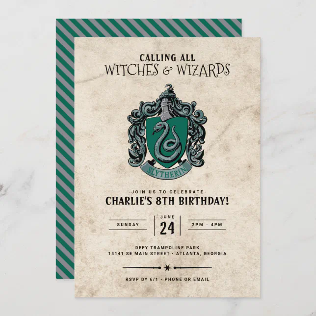 Harry Potter Birthday | Slytherin Invitation | Zazzle