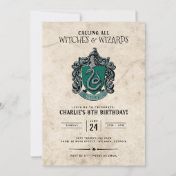 Harry Potter Birthday | Slytherin Invitation | Zazzle