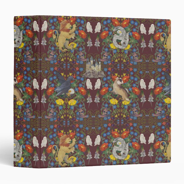 HARRY POTTER™ | Burgundy Watercolor Icon Pattern 3 Ring Binder (Front/Spine)