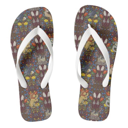 HARRY POTTER  Burgundy Watercolor Icon Pattern Flip Flops