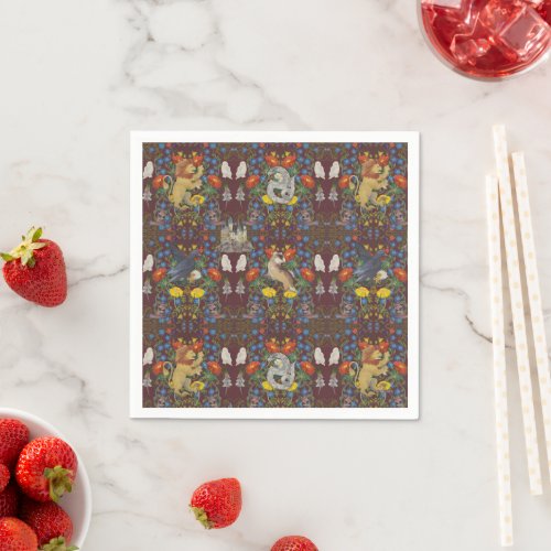 HARRY POTTER  Burgundy Watercolor Icon Pattern Napkins