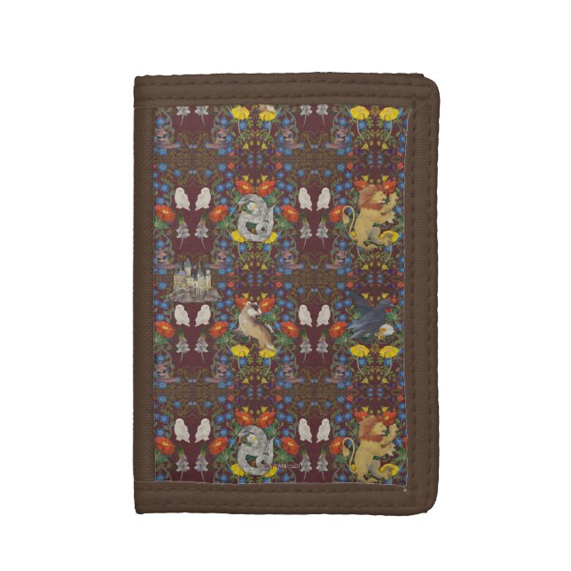 HARRY POTTER™ | Burgundy Watercolor Icon Pattern Trifold Wallet (Front Vertical)