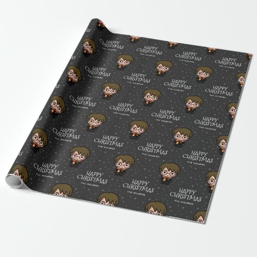 Harry Potter Cartoon  Happy Christmas Chalkboard Wrapping Paper