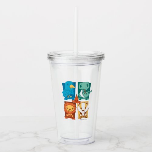 HARRY POTTER  CARTOON HOGWARTS HOUSES ACRYLIC TUMBLER