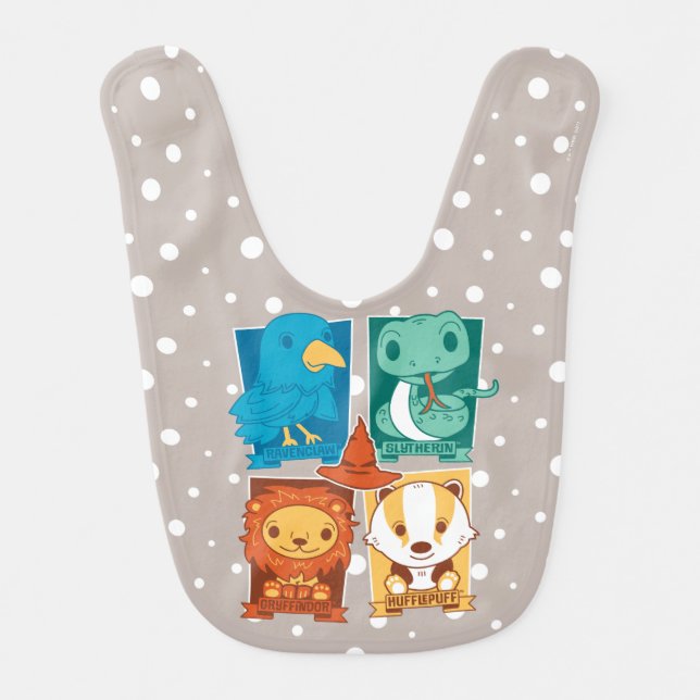 HARRY POTTER™ | CARTOON HOGWARTS™ HOUSES BABY BIB (Front)
