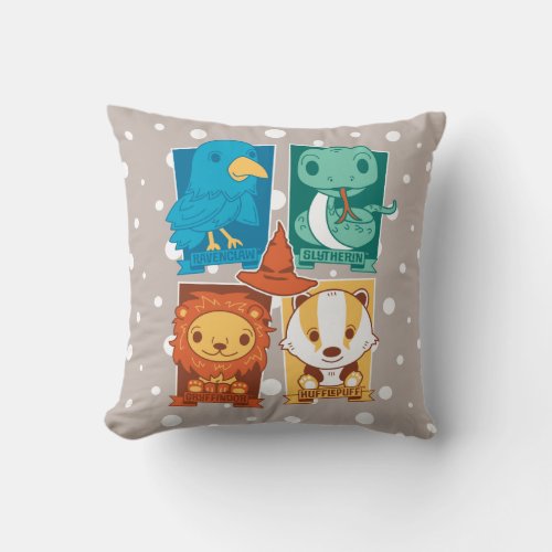 HARRY POTTER  CARTOON HOGWARTS HOUSES THROW PILLOW