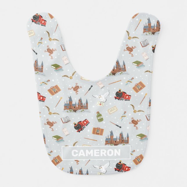 Harry Potter Cartoon Hogwarts Pattern Baby Bib (Front)