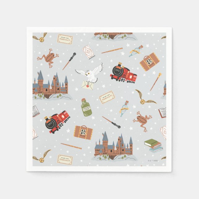 Harry Potter Cartoon Hogwarts Pattern Napkins (Front)