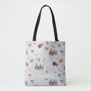 Harry Potter Cartoon Hogwarts Pattern Tote Bag
