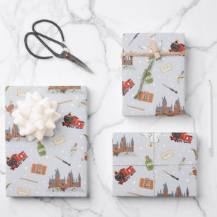 Harry Potter Cartoon Hogwarts Pattern Wrapping Paper Sheets