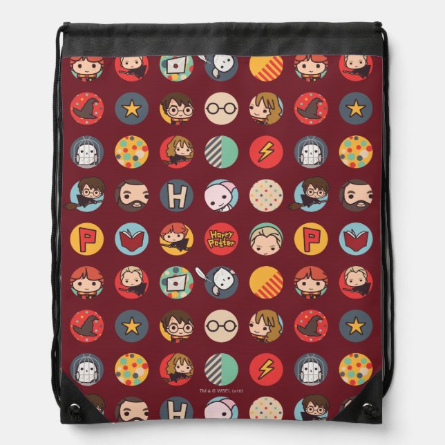 Harry Potter Cartoon Icons Pattern Drawstring Bag (Front)