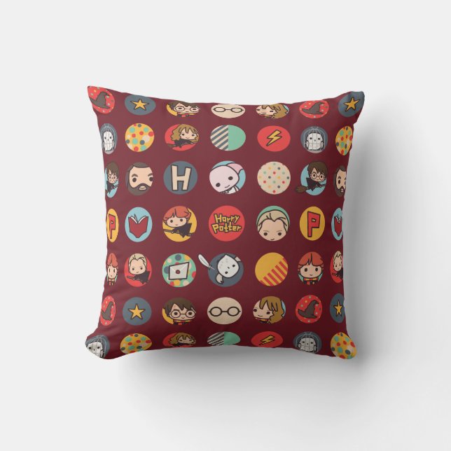Harry Potter Cartoon Icons Pattern Throw Pillow (Front)