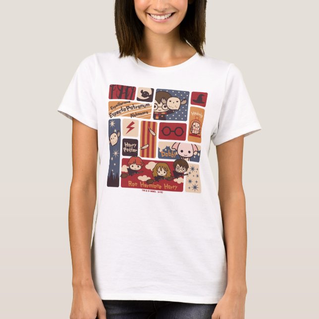 Harry Potter Cartoon Scenes Pattern T-Shirt (Front)