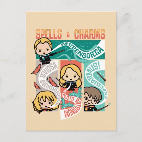 HARRY POTTER  CARTOON SPELLS  CHARMS POSTCARD