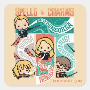 HARRY POTTER™ CARTOON SPELLS & CHARMS SQUARE STICKER