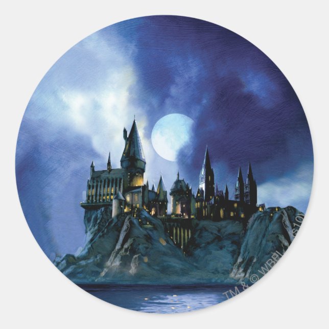 Harry Potter Castle | Hogwarts at Night Classic Round Sticker (Front)