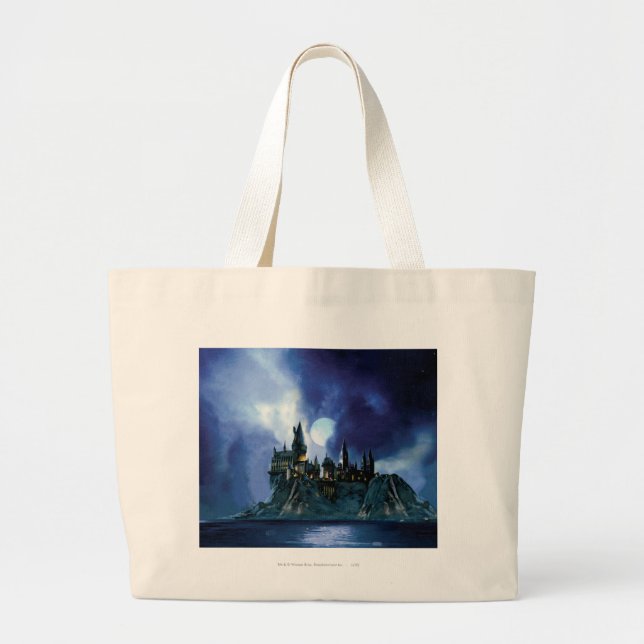 Harry Potter Castle | Hogwarts at Night Large Tote Bag (Front)