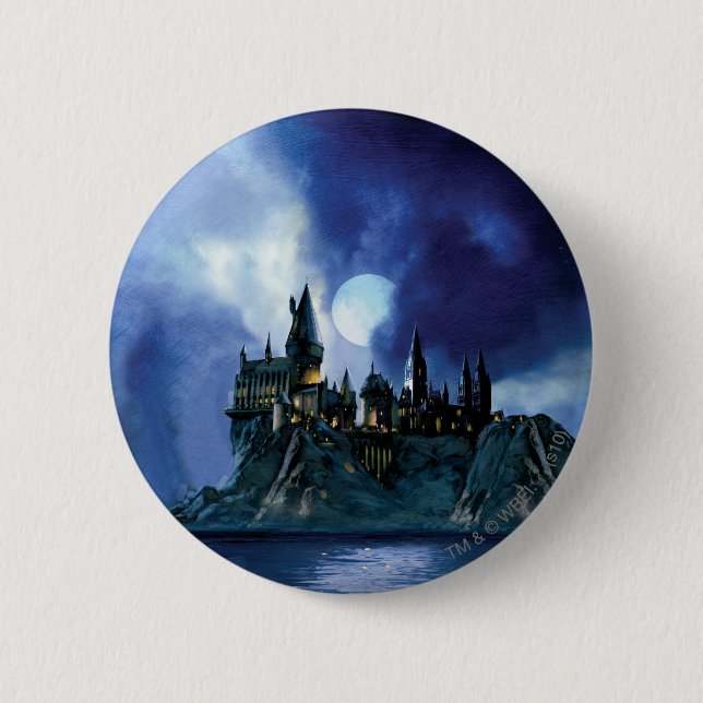 Harry Potter Castle | Hogwarts at Night Pinback Button (Front)