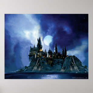 Harry Potter Castle   Hogwarts at Night Poster