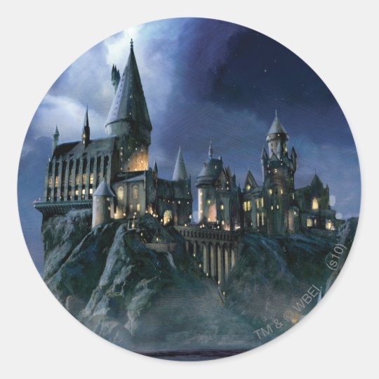 harry potter castle moonlit hogwarts classic round sticker zazzlecom