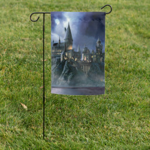 Harry Potter Castle   Moonlit Hogwarts Garden Flag