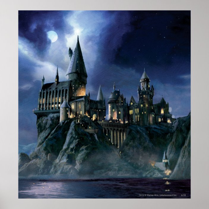 Harry Potter Castle Moonlit Hogwarts Poster Zazzle Com
