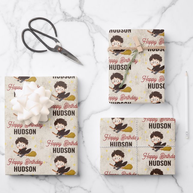 HARRY POTTER™ Character Magical Arch Birthday Wrapping Paper Sheets (Front)