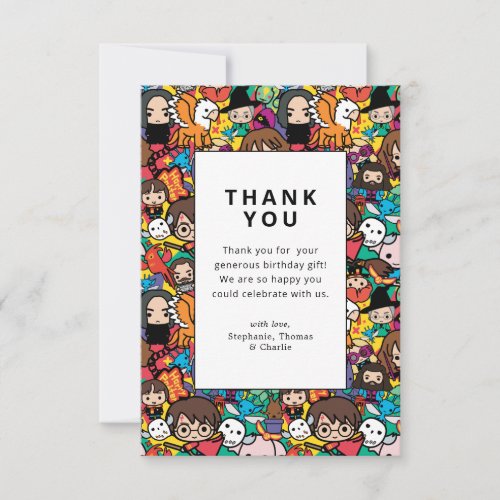 Harry Potter Character Pattern Birthday Thank You Invitation