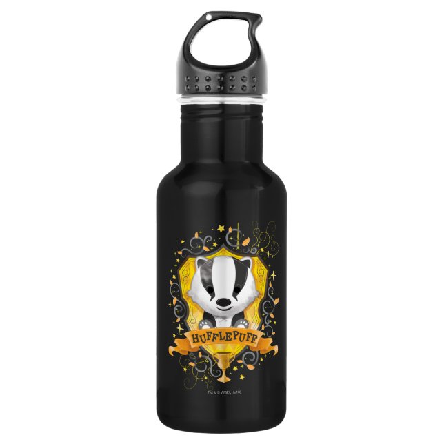 Harry Potter | Charming HUFFLEPUFF™ Crest Stainless Steel Water Bottle (Front)