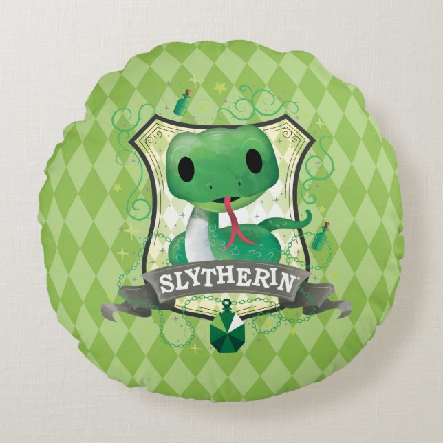 Harry Potter | Charming SLYTHERIN™ Crest Round Pillow (Front)