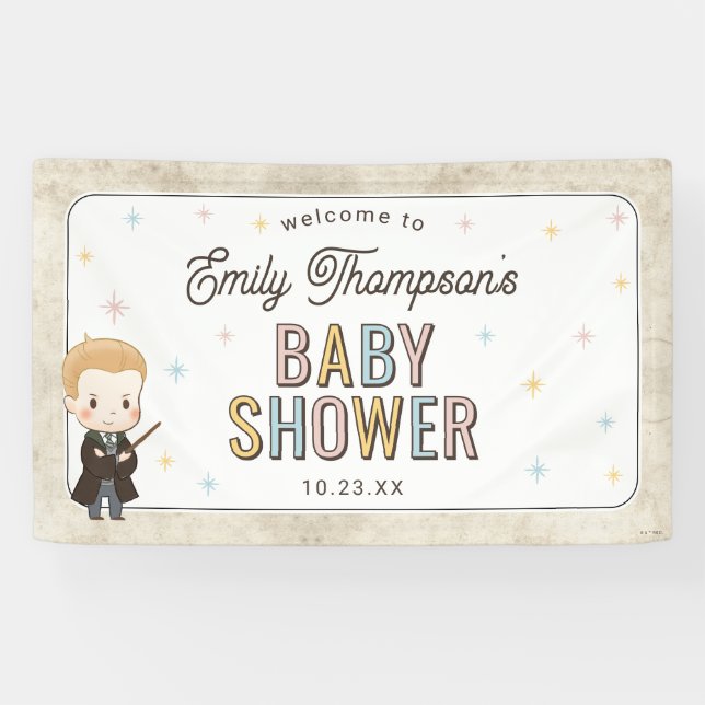 Harry Potter Chibi Draco Malfoy Wizard Baby Shower Banner (Horizontal)