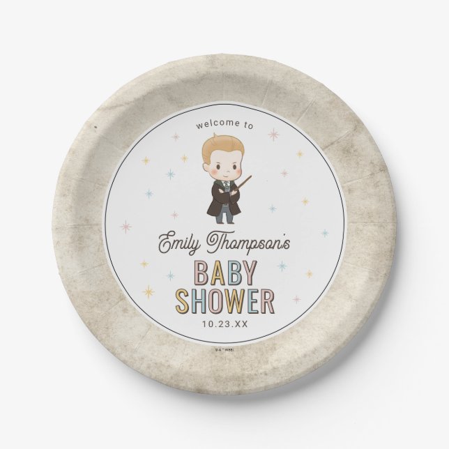 Harry Potter Chibi Draco Malfoy Wizard Baby Shower Paper Plates (Front)
