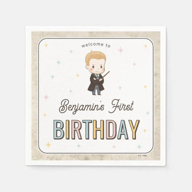 Harry Potter Chibi Draco Malfoy Wizard Birthday Napkins (Front)