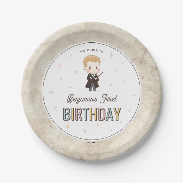 Harry Potter Chibi Draco Malfoy Wizard Birthday Paper Plates (Front)