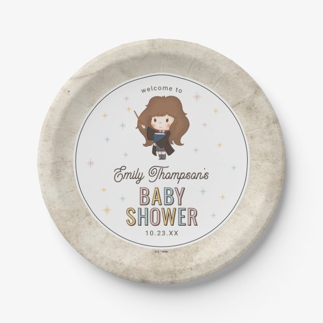 Harry Potter Chibi Hermione Wizard Baby Shower Paper Plates (Front)