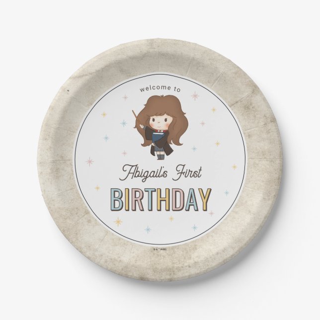 Harry Potter Chibi Hermione Wizard Birthday Paper Plates (Front)