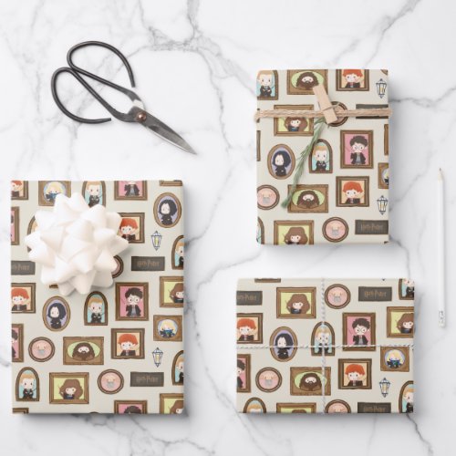 HARRY POTTER Chibi Picture Frame Pattern Wrapping Paper Sheets